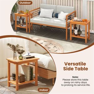 โต๊ะข้างไม้กระถินณรงค์ 2 ชั้น รับน้ำหนักได้ 176 ปอนด์ สำหรับสวน - Product Image 4