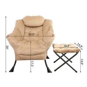 Comfortable Upholstered <b>Single</b> <b>Sofa</b> <b>Chair</b> High-Density Foam Lazy Reclining Leisure Accent <b>Chair</b> with Removable Metal Legs - Product Image 3