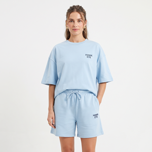 Vêtements d'été pour femmes 2026 – Ensemble short et t-shirt en coton bleu ciel pour femmes, personnalisé, idéal pour le fitness et la gym - Product Image 5