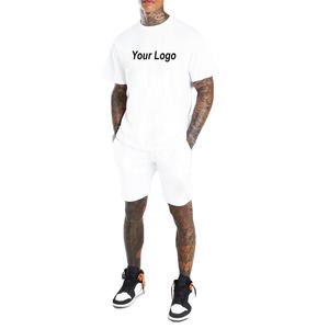 Ropa para deportes al aire libre, conjunto de pantalones cortos de verano para hombre, camisetas de felpa francesa, pantalones cortos, chándal, Camiseta de algodón 100% con pantalones cortos, conjuntos dobles - Product Image 1