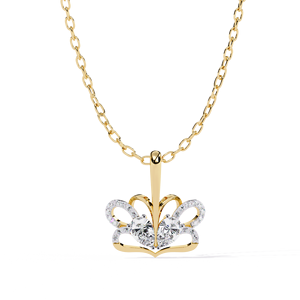 Collar con Colgante de Flor con Moissanita de Corte Brillante Redondo, Engaste de Garra, Plata 925, Cadena de Eslabones Bañada en Rodio, Estilo Clásico - Product Image 2