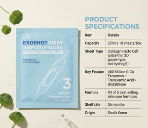 Masque Ampoule Coréen EXOSHOT CICA Collagène Peptide Acide Hyaluronique Hydrogel Anti-Âge Apaisant les Pores Éclaircissant le Teint - Product Image 4