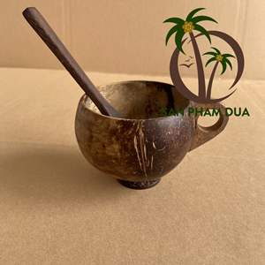 Juego de Taza y Cuchara Hechos a Mano con Cáscara de Coco |   Vajilla Ecológica Sostenible |   Suministro al por Mayor de Fábrica - Product Image 5