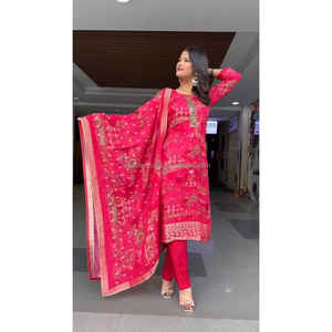 Vêtements de fête pour femmes Anarkali Pure Premium Silk avec Zari Weaving Salwar Suite - Product Image 3