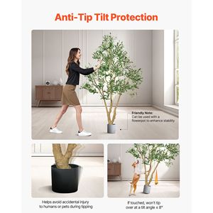 Árbol de Olivo Artificial Realista de 6 Pies para Interiores con Maceta Negra, Árbol Artificial Alto con Tronco de Madera Natural, Hojas Verdes y Frutos para Uso en Exteriores - Product Image 5