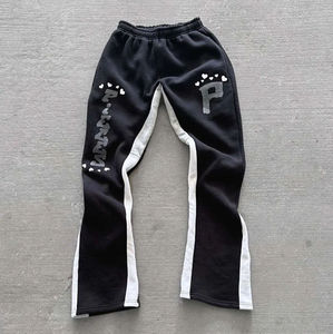 Pantalon cargo Y2K pour homme en molleton de coton de haute qualité avec impression personnalisée en relief, coupe évasée et empilée, pantalon de survêtement et jogging pour homme - Product Image 2