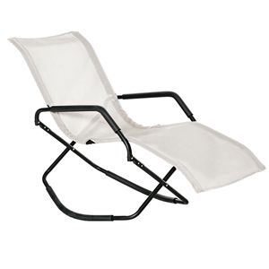 Sdraio a Dondolo Zero Gravity Bianco Crema, Design Moderno, Sedia in Rete per Arredamento Esterno, Giardino o Spiaggia - Product Image 1