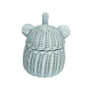 Cesta de Mimbre Tejida a Mano de Color Azul Claro con Tapa, Ecológica, para Guardar Juguetes en la Habitación de los Niños, Cesta Decorativa para Ropa de Bebé - Product Image 3