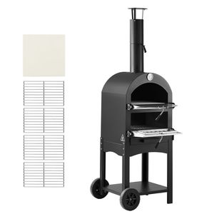 Forno a Pellet da Esterno 12 Pollici, Forno per Pizza a Legna a 2 Livelli con Ruote Rimovibili per Campeggio e Grigliate - Product Image 1