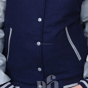 Veste Letterman en laine bleue et manches en cuir Gey Broderie personnalisée et veste universitaire de travail en chenille - Product Image 6