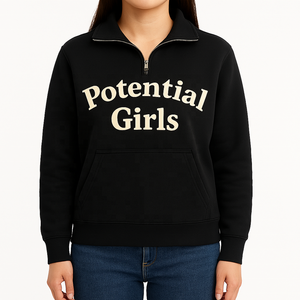 Sweat-shirts à capuche courts personnalisés avec logo pour femmes, vêtements 100 % coton molletonné, pull oversize pour femmes, sweat-shirt court à quart de zip - Product Image 3