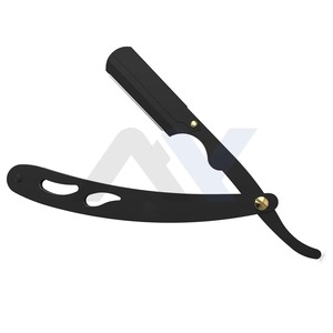 Professional Single Blade Swing Lock Straight Edge <b>Razor</b> <b>for</b> <b>Men</b> High Quality Stainless Steel Black Metal Alloy Handle Close Sha - Product Image 2