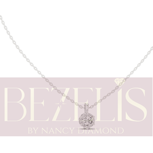 Pendentif solitaire Bezelis N37 à six griffes avec diamant brillant de laboratoire, certifié IGI, en or massif 14K, collier en or rose avec chaîne câble - Product Image 4