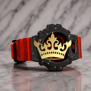 Custom Brand Iced Out Digital Watch, Black Crystal Covered Case, Men's Statement Timepiece - Product Image 2