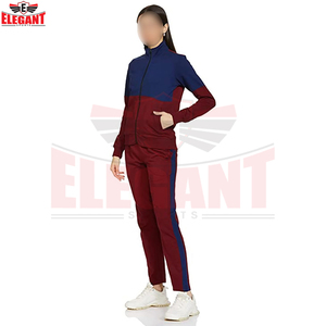 2026 <b>Make</b> <b>Your</b> <b>Own</b> New Arrival Navy Burgundy Zip Jacket Jogger Set Custom Logo Casual Sportswear Women Tracksuits - Product Image 4