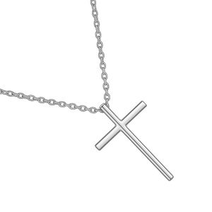 Collier classique tendance en argent 925 avec pendentif croix, chaîne à maillons, pour femme, usage quotidien, luxe, délicat, minimaliste, pour mariage et fête - Product Image 3