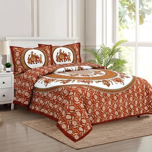 Ensemble de literie moderne Alankriti Floral 100% coton 200TC fait main, imprimé au bloc, anti-acariens, personnalisé, toutes saisons - Product Image 1