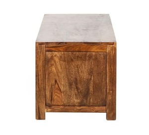 Solid Wood TV <b>Cabinet</b> | Honey Finish 3-Drawer Entertainment Unit with Open Shelf | <b>Rustic</b> Farmhouse Storage Furniture - Product Image 4