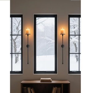 Candelabro de Hierro Hecho a Mano de 3 Brazos para Montar en la Pared, Diseño Moderno Negro Multifuncional para Decoración del Hogar, Bodas y Festivales - Product Image 6