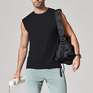 Customized Trendy Washed Retro Sleeveless T-shirt <b>Vest</b> for Men in Summer, Loose Fitting Shoulder T-shirt - Product Image 5