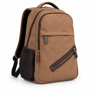Traveling Canvas Drawstring Backpack with Two Pockets | Men's Vintage Rucksack for Daily Carry and Travel with Cotton Lining 20L - Product Image 1
