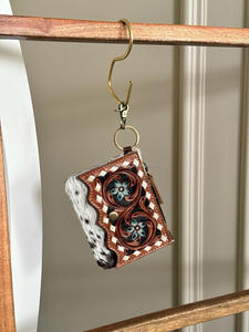 Nuevo monedero hecho a mano con pelo en cuero genuino para mujer occidental, monedero de cuero de vaca con cremallera, Mini tarjetero, billetera - Product Image 2