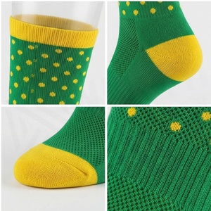 Green Yellow Dot Crew <b>Socks</b> Breathable Cycling <b>Socks</b> for Adults Summer Season Knitted Pattern Spandex <b>Polyester</b> Material - Product Image 4