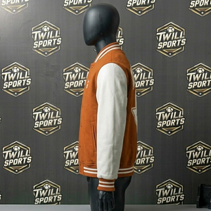 Veste universitaire Texas pour homme, orange et blanche, manches brodées, style bomber, vêtements décontractés d'hiver, service OEM - Product Image 4