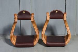 Estribos de Montar a Caballo de Madera Hechos a Mano de Lujo, Estribos de Seguridad Occidentales Cubiertos de Cuero, Venta al por Mayor de Fábrica OEM ODM - Product Image 5