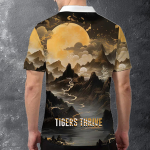 Polo Homme Imprimé Tigre Doré 3D, Sublimation, Col Zippé, Manches Courtes, Graphique, Décontracté, Luxe, Streetwear, Été, Respirant - Product Image 4