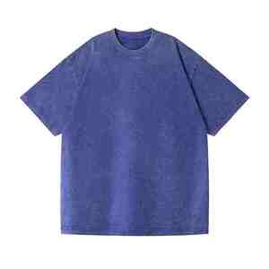 T-shirts pour hommes en coton délavé à l'acide et à la pierre, coupe oversize, effet vieilli, grammage lourd - Product Image 4