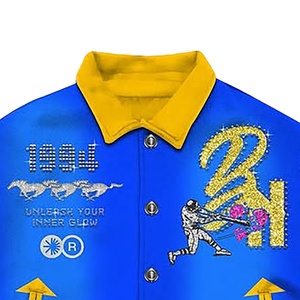 Custom Men's Winter Fleece College Jackets with Rhinestone Embroidery Silk Letter Design Varsity Baseball Style Zipper Closure - Product Image 4