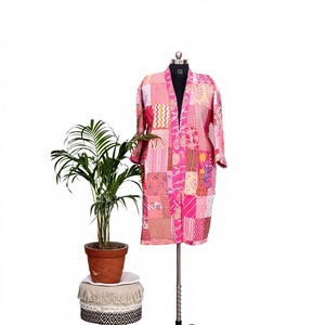 <b>Women's</b> Unique Eco-Friendly Quilted V-neck <b>kimono</b> Indian Handmade Kantha <b>Kimono</b> Robe Winter Wear 100% Cotton Gift for <b>women</b> - Product Image 1