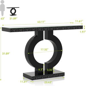 Consolle moderna a O con specchio, tavolo da divano con contenitore e scrivania d'ingresso - Product Image 5