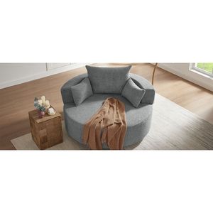 Poltrona Girevole a 360 Gradi con 3 Cuscini Rimovibili, Sedia Rotonda per Soggiorno, Camera da Letto, Ufficio - Product Image 2