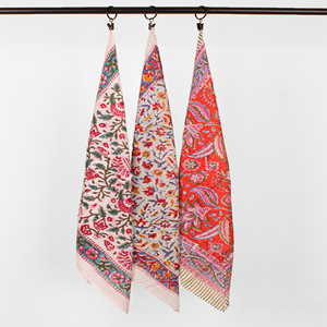 Craftjaipur Handmade Block Printed Cotton Floral 53x53cm Bandana Set Multifunctional Outdoor Accessory Boho <b>Head</b> <b>Wrap</b> For Unisex - Product Image 5