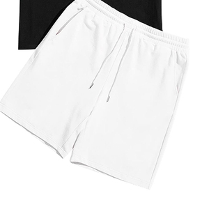 เสื้อยืดและกางเกงขาสั้นผ้าเทอร์รี่ถักพิมพ์โลโก้ตามสั่ง พรีเมียมสำหรับฤดูร้อน ชุดสตรีทแวร์บล็อกสีสำหรับผู้ชาย ระบายอากาศได้ดี - Product Image 3