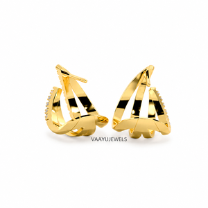 ต่างหูเพชรทรงริบบิ้นทันสมัยสำหรับผู้หญิง ทอง 10K 14K 18K เงิน 925 935 - Product Image 4