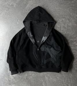 Oversized <b>Black</b> Zip-Up Hoodie <b>Men</b> <b>Tie</b>-Dye Fleece 100% Cotton Pocket Regular Sleeve Winter Casual Streetwear - Product Image 2