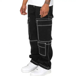 Nouveau design – Pantalon cargo homme coupe droite taille mi-haute léger 100 % coton toile – Personnalisable – Tenue décontractée - Product Image 4