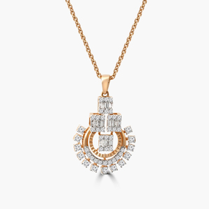 Rose Gold Diamond Pendant Necklace Geometric Baguette Cut Channel Setting Luxury Unisex <b>Box</b> <b>Chain</b> Everyday Wear - Product Image 1
