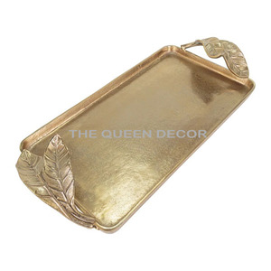 Bandeja de Servicio Metálica con Textura de Cocodrilo, Bandejas Decorativas Rectangulares de Súper Calidad con Asas para Uso en Hoteles y Restaurantes - Product Image 2
