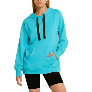 Sweat à capuche tendance à séchage rapide et anti-rétrécissement pour femme, avec poches, en polaire douce, prix de gros, faible MOQ - Product Image 1