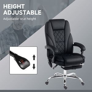 Heated Reclining Massage Office Chair Black Executive Desk Chair with Adjustable Height and <b>Footrest</b> Made of Durable Nylon - Product Image 5