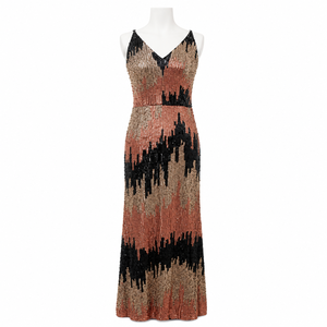 Robe longue multicolore à sequins pour femme, col en V, bretelles spaghetti, robe de soirée scintillante, élégante, pour fête, mariage, bal, cocktail - Product Image 1