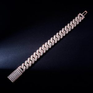 Hip hop custom made 14kt rose gold lab diamond baguette round cut cuban diamond <b>bracelet</b> vvs clarity custom wholesale manufactur - Product Image 1