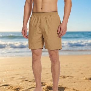 Boxers mi-hauts pour hommes, couleur unie, 100 % coton tissé, tissu respirant, style adulte, teint en pièce, antibactérien, écologique - Product Image 1