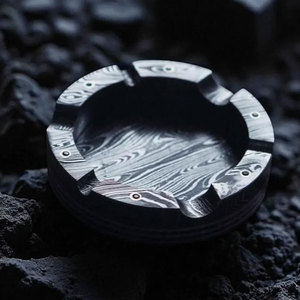 Damascus Pattern Metal <b>Ashtray</b> Handmade Smoking <b>Ashtray</b> Durable Stylish <b>Ashtray</b> for Home Office Bar Accessories - Product Image 1