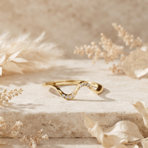 18K Gold Wave <b>Ring</b> Delicate Curved Diamond Wedding Band Minimalist <b>Stacking</b> <b>Ring</b> Women's <b>Ring</b> Promise <b>Ring</b> Gift For Women - Product Image 1
