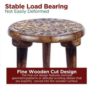 Table basse en bois à 3 pieds, design traditionnel, durable, écologique, pour salon, entrée, table d'appoint - Product Image 3